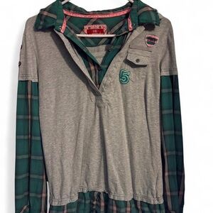EDC by Esprit green plaid flannel-style top